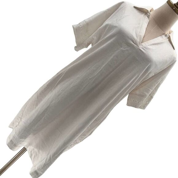 Elie Tahari White Lace Trim Short Sleeved/Collar Linen Lined Shirt Dress NWT-M - Picture 1 of 13